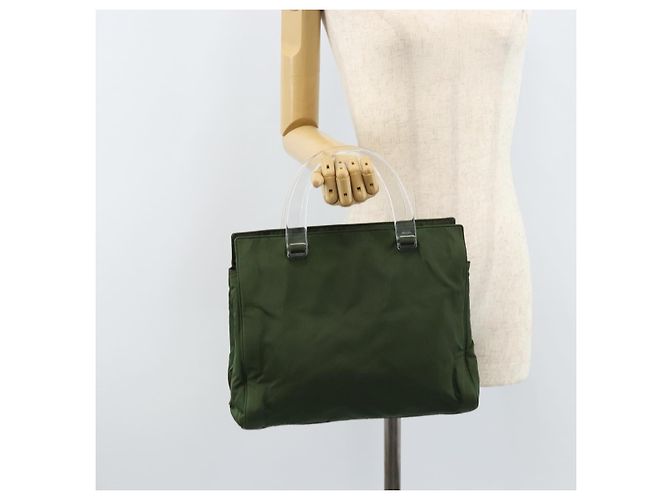 PRADA Borsa a mano in nylon khaki argento autentica 166225 Cachi - vista 27