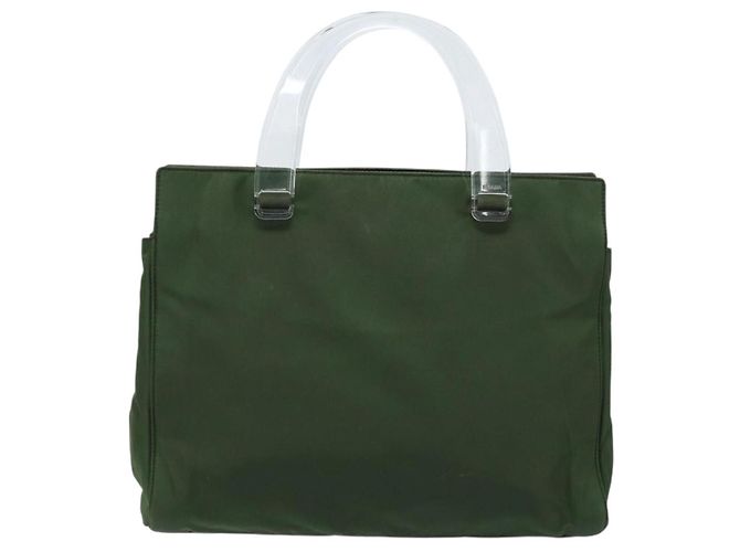 PRADA Borsa a mano in nylon khaki argento autentica 166225 Cachi - vista 3