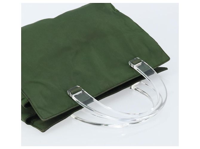 PRADA Borsa a mano in nylon khaki argento autentica 166225 Cachi - vista 6