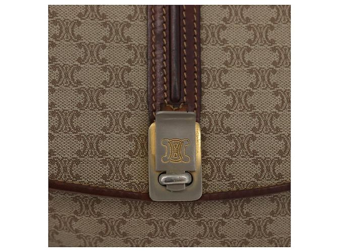 Céline Borsa a Spalla in Tela Macadam CELINE PVC Beige Oro Auth 166227 D'oro - vista 14