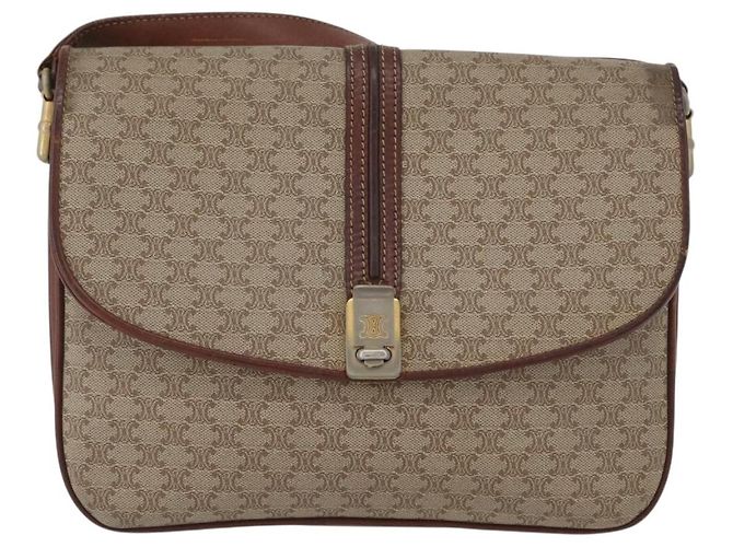 Céline Borsa a Spalla in Tela Macadam CELINE PVC Beige Oro Auth 166227 D'oro - vista 2