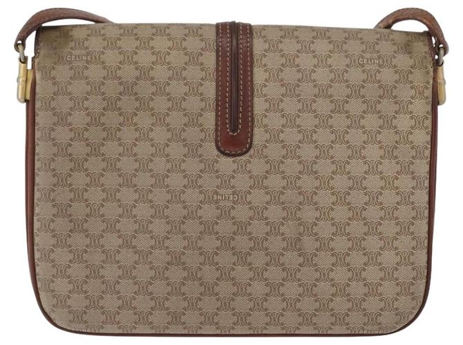 Céline Borsa a Spalla in Tela Macadam CELINE PVC Beige Oro Auth 166227 D'oro - vista 3
