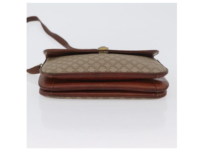 Céline Borsa a Spalla in Tela Macadam CELINE PVC Beige Oro Auth 166227 D'oro - vista 9