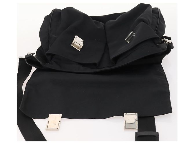 Borsa a Spalla GUCCI Nylon 2way Nera Argento Auth 172937 Nero - vista 17