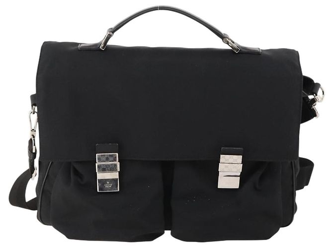 Borsa a Spalla GUCCI Nylon 2way Nera Argento Auth 172937 Nero - vista 2