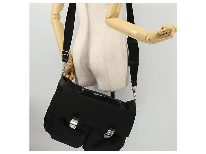 Borsa a Spalla GUCCI Nylon 2way Nera Argento Auth 172937 Nero - vista 25