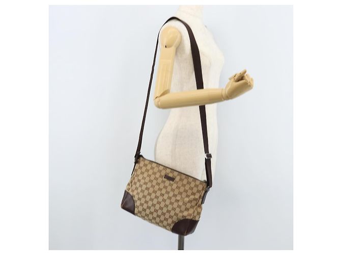 Borsa a Spalla GG Canvas Gucci Beige Argento Auth 173832 - vista 23