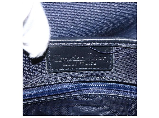 Borsa a Spalla in Tela Trotter Christian Dior Blu Navy e Oro Auth ka2955 D'oro - vista 16