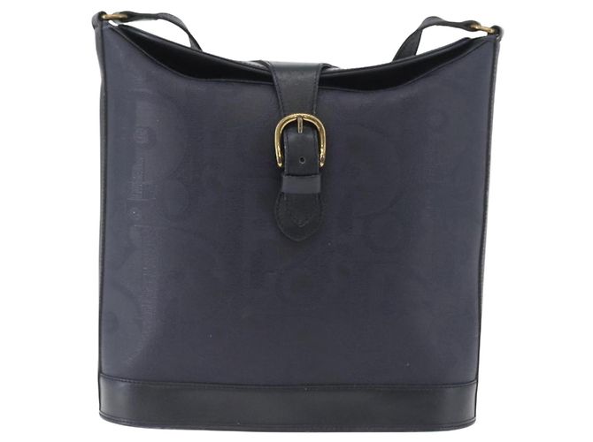 Borsa a Spalla in Tela Trotter Christian Dior Blu Navy e Oro Auth ka2955 D'oro - vista 2