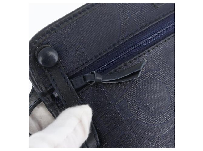Borsa a Spalla in Tela Trotter Christian Dior Blu Navy e Oro Auth ka2955 D'oro - vista 20