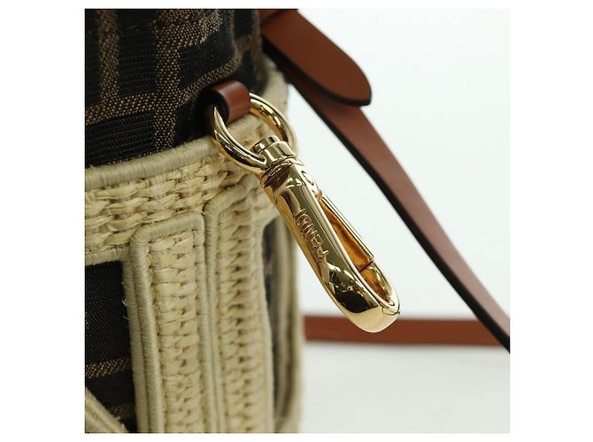 Borsa Mamma Baguette in tela Zucca con catena Step Out FENDI marrone nero Auth 171470SAM - vista 14