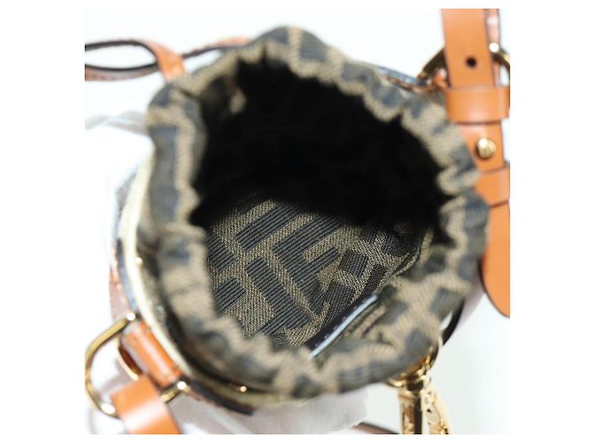 Borsa Mamma Baguette in tela Zucca con catena Step Out FENDI marrone nero Auth 171470SAM - vista 16