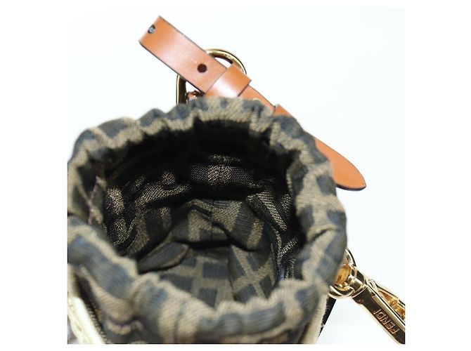 Borsa Mamma Baguette in tela Zucca con catena Step Out FENDI marrone nero Auth 171470SAM - vista 17