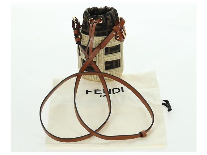 Borsa Mamma Baguette in tela Zucca con catena Step Out FENDI marrone nero Auth 171470SAM - vista 21