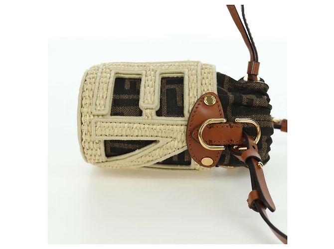 Borsa Mamma Baguette in tela Zucca con catena Step Out FENDI marrone nero Auth 171470SAM - vista 4