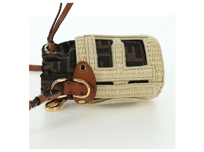 Borsa Mamma Baguette in tela Zucca con catena Step Out FENDI marrone nero Auth 171470SAM - vista 5