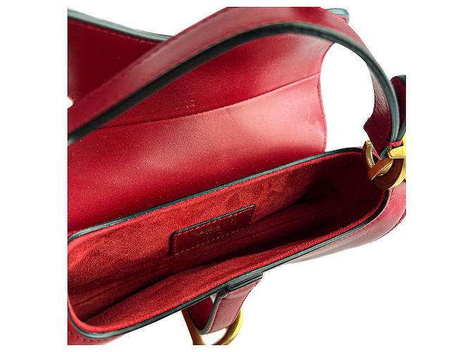 Dior Saddle Mini Ultrasmooth Kalbsleder Handtasche ohne Tragegurt Kirschrot - Ansicht 12