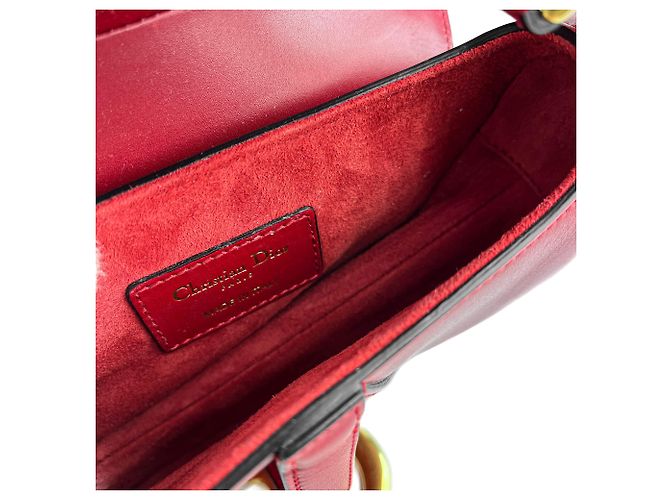 Dior Saddle Mini Ultrasmooth Kalbsleder Handtasche ohne Tragegurt Kirschrot - Ansicht 13