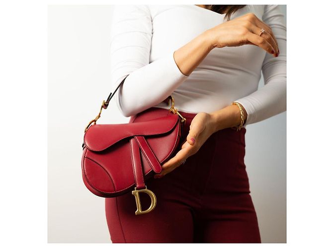Dior Saddle Mini Ultrasmooth Kalbsleder Handtasche ohne Tragegurt Kirschrot - Ansicht 2