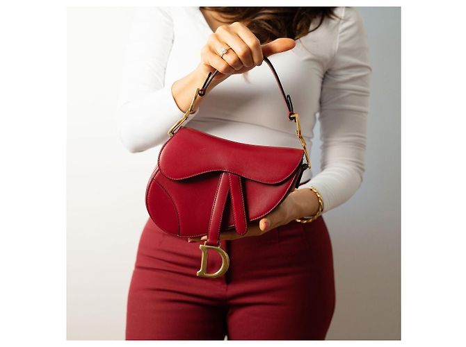 Dior Saddle Mini Ultrasmooth Kalbsleder Handtasche ohne Tragegurt Kirschrot - Ansicht 3