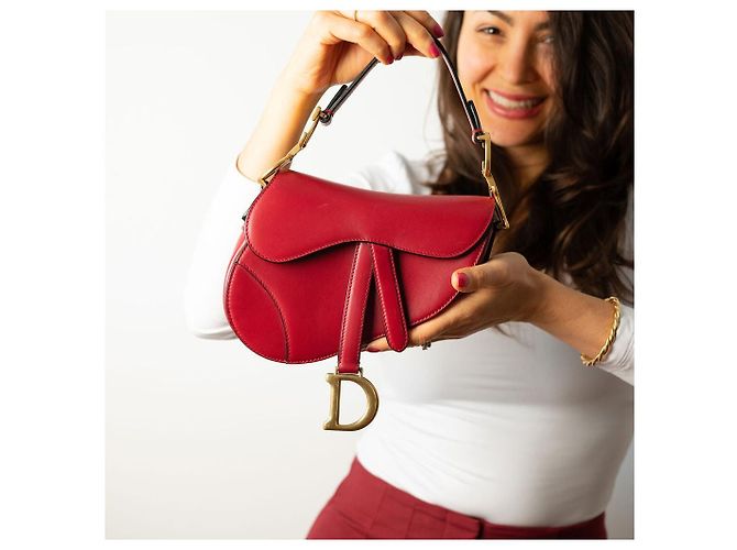 Dior Saddle Mini Ultrasmooth Kalbsleder Handtasche ohne Tragegurt Kirschrot - Ansicht 4