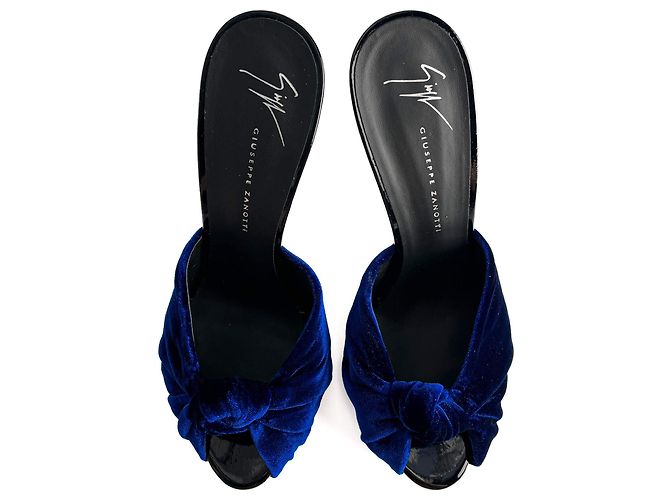 Giuseppe Zanotti Mule con tacco alto in velluto Colline Sabot 110 39 Blu - vista 2