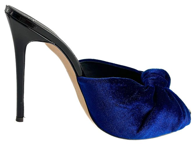 Giuseppe Zanotti Mule con tacco alto in velluto Colline Sabot 110 39 Blu - vista 5