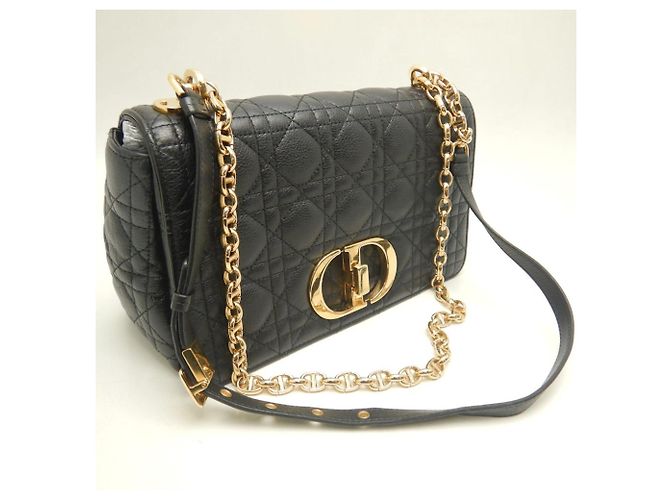 Borsa a Spalla Caro Medium Cannage di Christian Dior Nero - vista 3