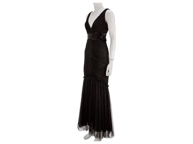 Vera Wang Schwarzes Tüll-Abendkleid "Eloise" im Meerjungfrau-Stil - Ansicht 3