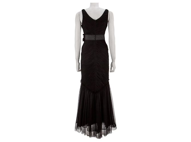 Vera Wang Schwarzes Tüll-Abendkleid "Eloise" im Meerjungfrau-Stil - Ansicht 4