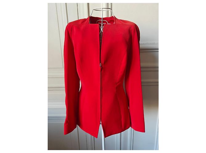 Thierry Mugler Giacca Mugler rossa con zip Rosso - vista 2