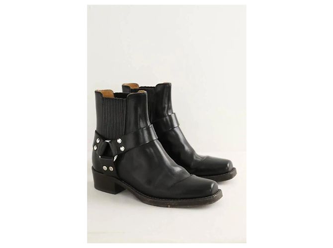 Re/Done Schwarze Schnallenstiefel - Ansicht 3