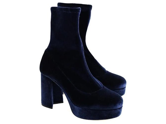 Miu Miu Stivali in velluto blu - vista 3