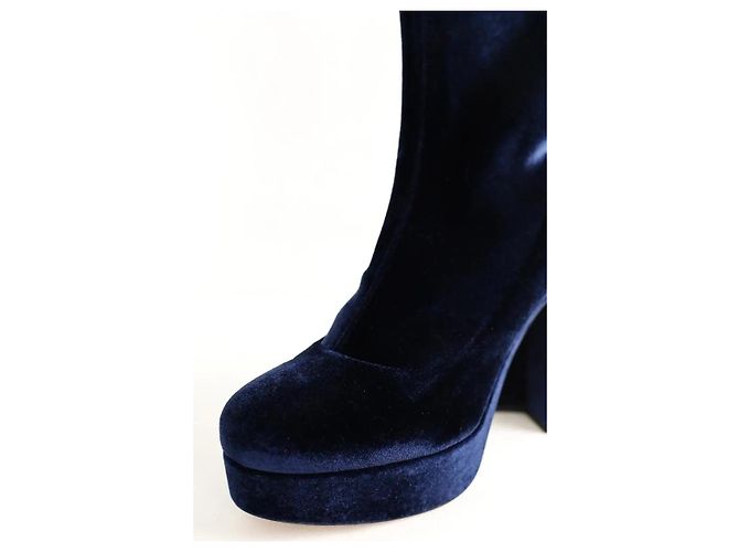 Miu Miu Stivali in velluto blu - vista 4