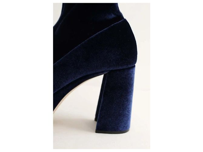 Miu Miu Stivali in velluto blu - vista 5