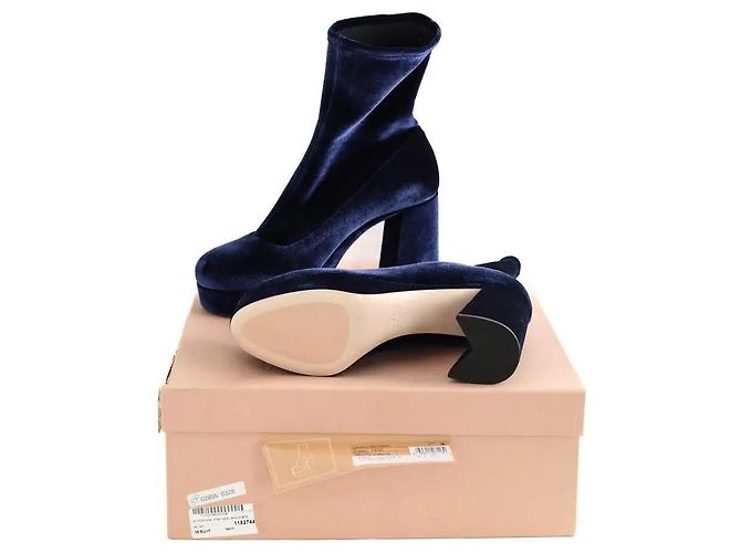 Miu Miu Stivali in velluto blu - vista 6