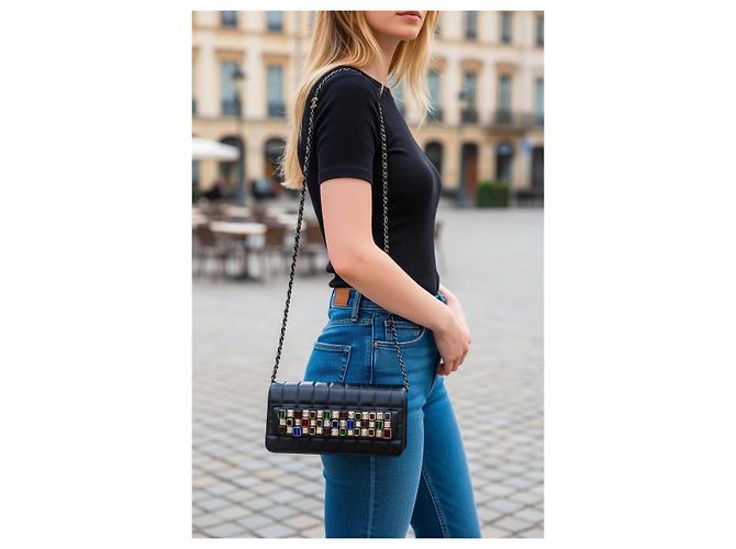 Clutch Minaudière Gioiello Nero Byzance 11A di Chanel Multicolore D'oro Gold hardware - vista 4
