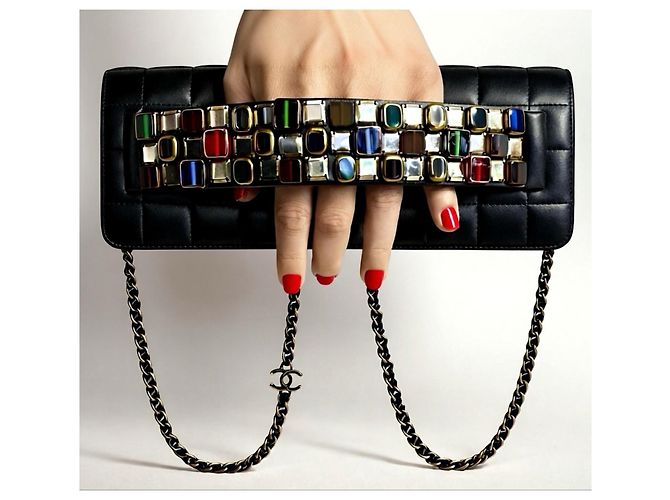 Clutch Minaudière Gioiello Nero Byzance 11A di Chanel Multicolore D'oro Gold hardware - vista 5