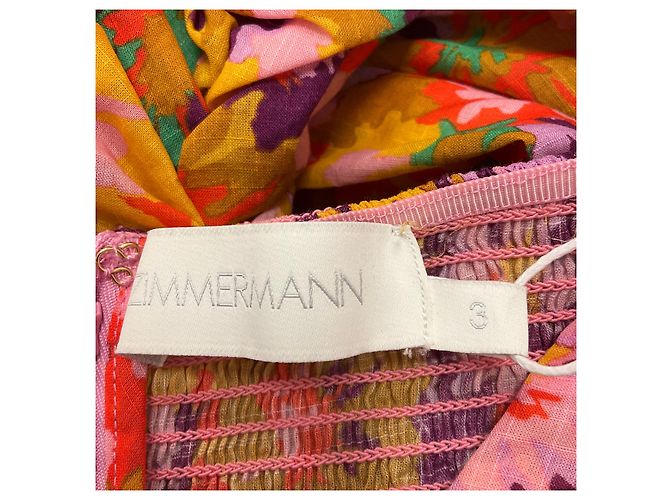 Abito Mini Multicolore a Fiori Viola con Twist Front di Zimmermann - vista 4