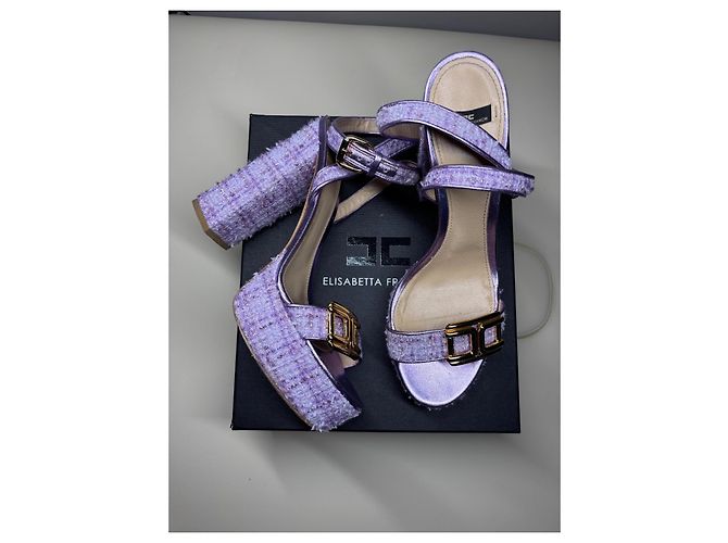 Elisabetta Franchi Tweed Sandalette mit Absatz Lavendel - Ansicht 2