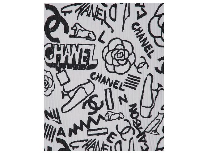 Chanel 19A París-Nueva York Egipto Graffiti Top Blusa FR 36 Negro Blanco - vista 3