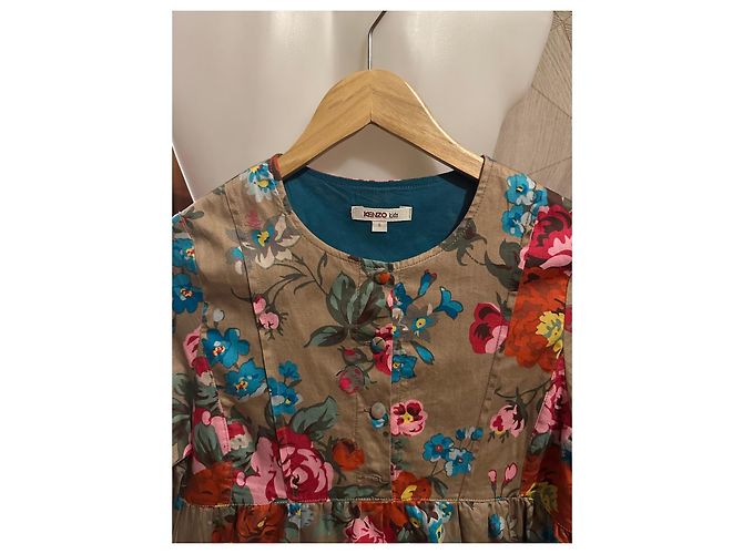 Abito bambina fantasia floreale Kenzo Kids Marrone Rosa Rosso Blu Multicolore Verde Arancione - vista 3