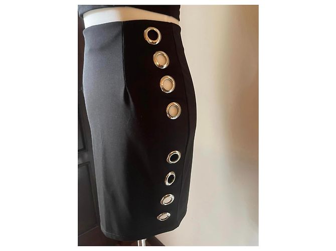 Autre Marque Conjunto fabuloso saia top ANDREA MORANDO preto com tachas prateadas - vista 10