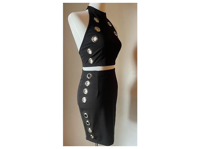 Autre Marque Conjunto fabuloso saia top ANDREA MORANDO preto com tachas prateadas - vista 11