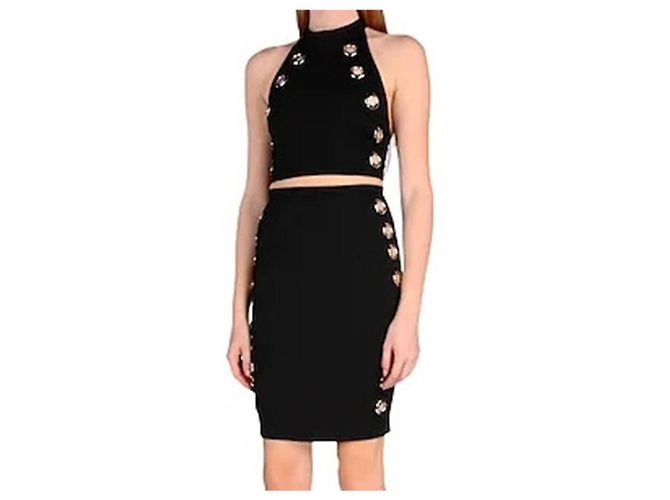 Autre Marque Conjunto fabuloso saia top ANDREA MORANDO preto com tachas prateadas - vista 7