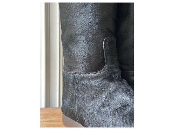 Botas altas de pelo de pony negro Hermès con herrajes de paladio - vista 4