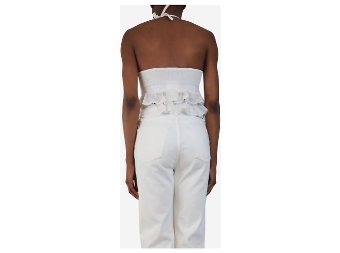 Alaïa Top cropped branco com decote halter - tamanho UK 8 - vista 2