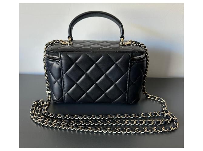 Vanity Beauty Case Chanel in Pelle di Agnello Nera Nero - vista 3