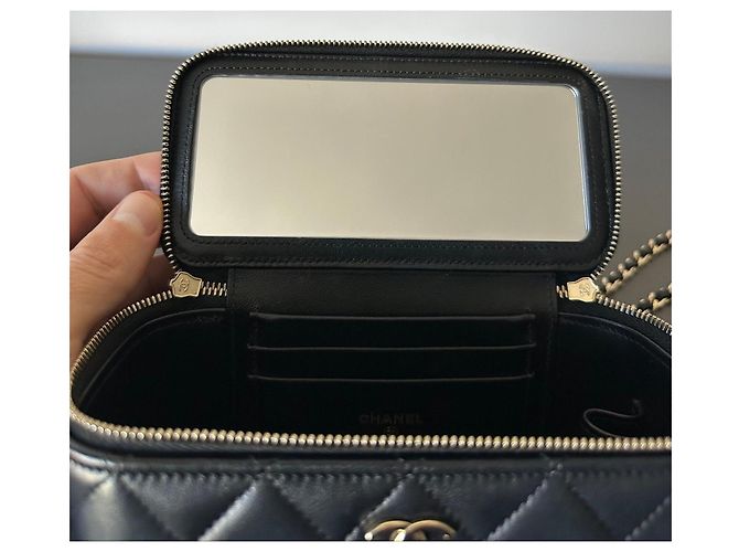 Vanity Beauty Case Chanel in Pelle di Agnello Nera Nero - vista 8