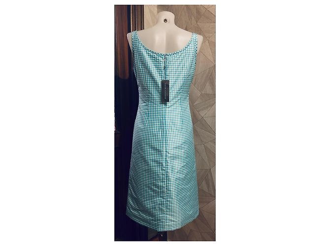 Autre Marque Novo vestido de verão de seda por Rebecca Moses Branco Turquesa - vista 2